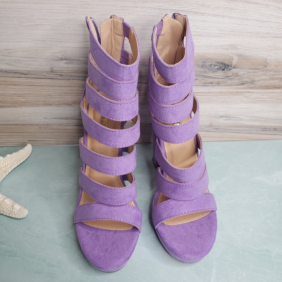 New Liliana Cardi Lilac Peep Toe Heels - Picture 4 of 5
